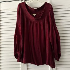 Maroon off the shoulder blouse